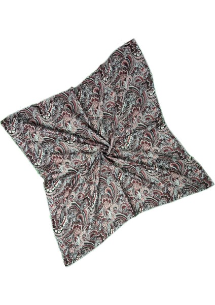 Ebruli Pamuklu Etnik Desenli Soft Eşarp – 90X90 cm