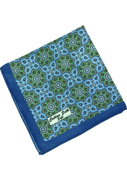 Ebruli Pamuklu Etnik Desenli Soft Eşarp – 90X90 cm