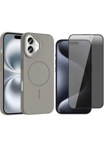 iPhone 16 Plus Kılıf M-safe Şarj Özellikli Zore Ruby Sert Kapak + Hayalet Ekran Koruyucu