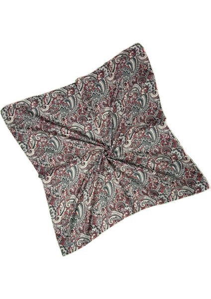 Ebruli Pamuklu Etnik Desenli Soft Eşarp – 90X90 cm