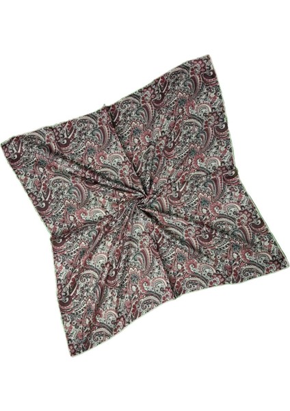 Ebruli Pamuklu Etnik Desenli Soft Eşarp – 90X90 cm