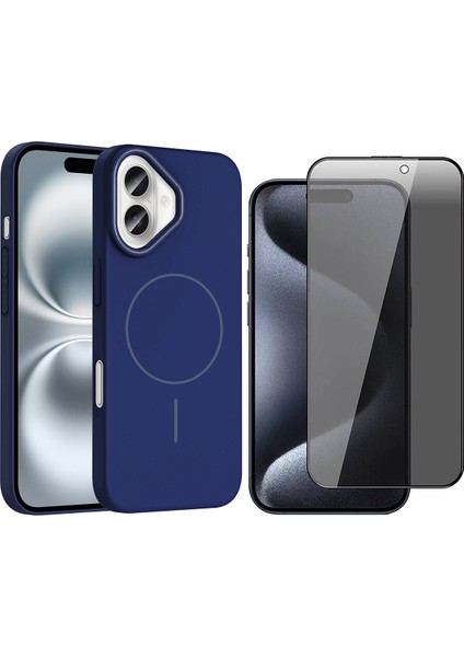 iPhone 16 Plus Kılıf M-safe Şarj Özellikli Zore Ruby Sert Kapak + Hayalet Ekran Koruyucu