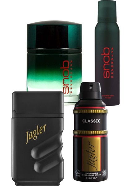Erkek Afterdark Parfüm 100ML + Deodorant 150 ml + Jagler Classic Edt 90 ml + Deodorant Sprey 150 ml