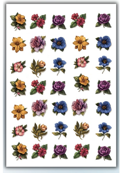 Çiçek Temalı Sticker Planner Ajanda Bullet Journal Için Uygun