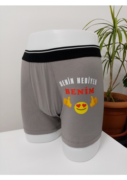 Özel Günler Için Eğlenceli, Baskılı L Kumaş Eşe-Sevgiliye Hediyelik Erkek Boxer