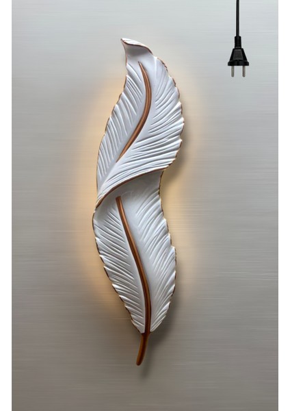 Tüy Aplik Ledli Dekoratif Duvar Aydınlatma 60X16 cm (Trafolu) Elektrik Bağlantılı