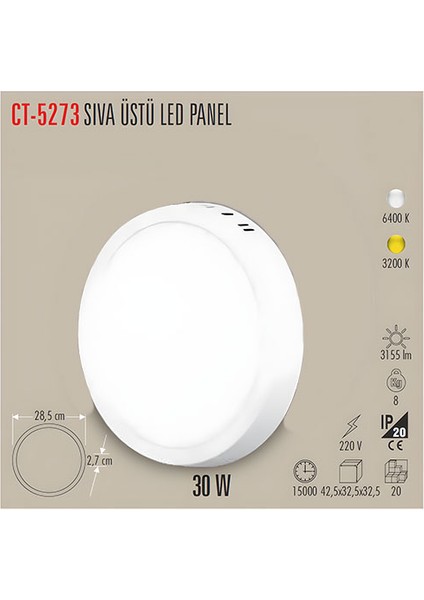 CT-5273 30W Damla LED Armatür / Beyaz fiyatları