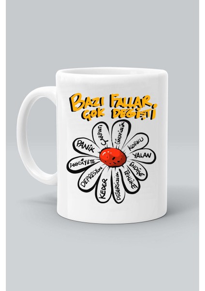 Bazı Fallar Çok Değişti Papatya Falı Baskılı Beyaz Kupa Bardak