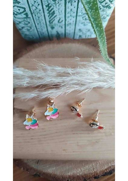 Çelik 2'li Çocuk/Bebek Küpesi Unicorn Kızlı Model Yeni Sezon fiyatları