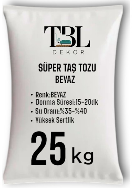 Beyaz Taş Tozu - Taş Tozu - Hobi Harcı - Mumluk - Saksı-Obje Döküm Harcı 25 kg