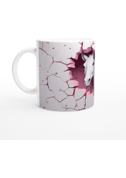 Duvarı Delen Beyaz At Temalı Baskılı Kupa Bardak-2 fiyatları