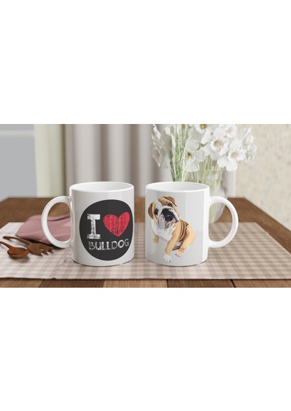 I Love Bulldog Temalı Baskılı Kupa Bardak