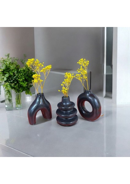 Üçlü Siyah Dekoratif Set - Modern ve Şık Tasarım