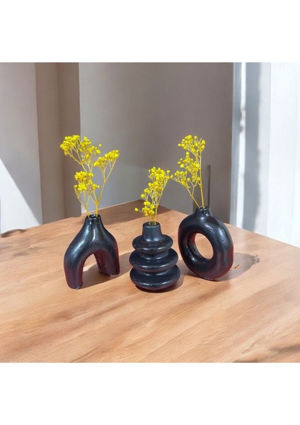 Üçlü Siyah Dekoratif Set - Modern ve Şık Tasarım