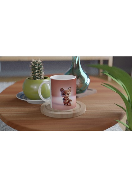 Kalp Tutan Sevimli Tilki Temalı Baskılı Kupa Bardak fırsatları