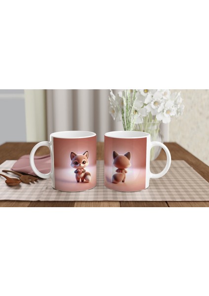 Kalp Tutan Sevimli Tilki Temalı Baskılı Kupa Bardak indirimleri