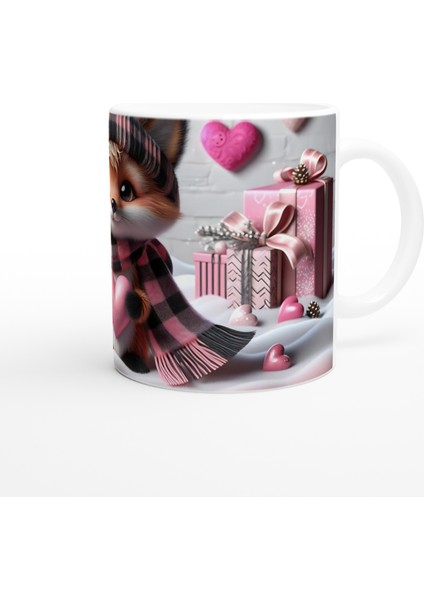 Pembe Kalpli Şirin Tilki Temalı Baskılı Kupa Bardak modelleri
