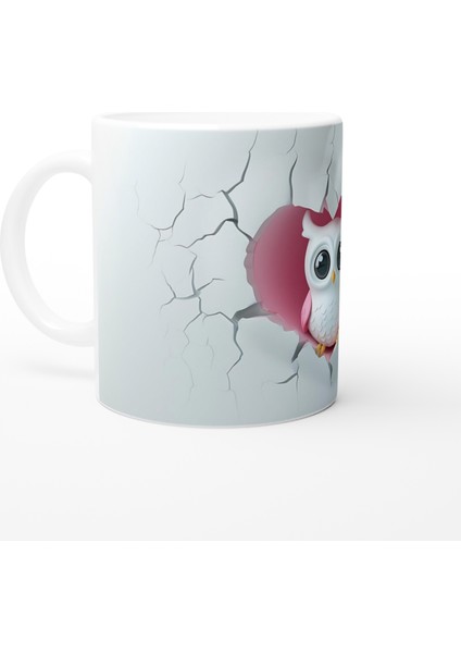 Kalpli Pembe Baykuş Figürlü Baskılı Kupa Bardak fiyatları