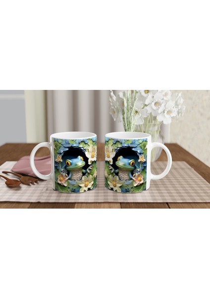Çiçeklerin Arasında Beliren Kurbağa Temalı Baskılı Kupa Bardak indirimleri