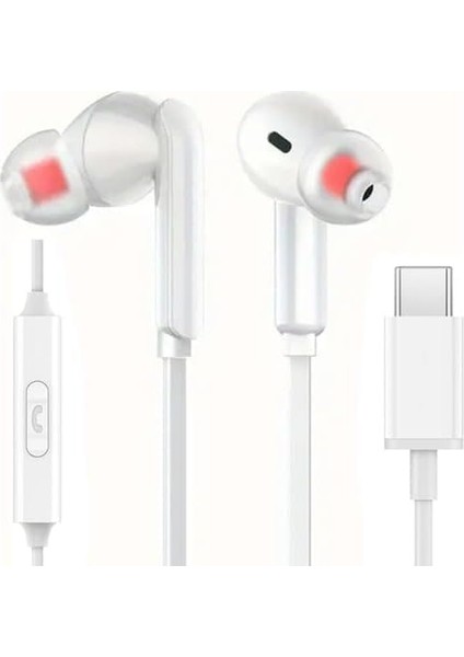 Type C Kulak Içi Kulaklık Iphone 15 15 Plus 15PRO 15PROMAX 16 16 Plus 16 Pro 16 Promax Samsung Xiaomi, Huawei Uyumlu, Tak Çalıştır, Type C Bluetooth Gerektirmez !!! Mükemmel Ses TC21 Beyaz