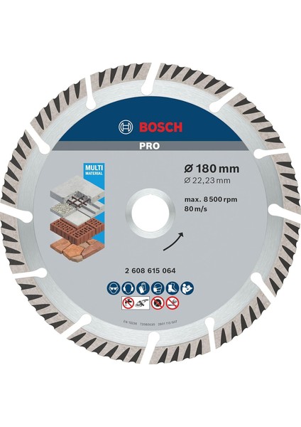 Çok Amaçlı Elmas Kesme Bıçak 10 Lu 180 mm Standard For Universal - 2608615064