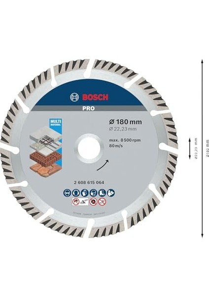 Çok Amaçlı Elmas Kesme Bıçak 10 Lu 180 mm Standard For Universal - 2608615064