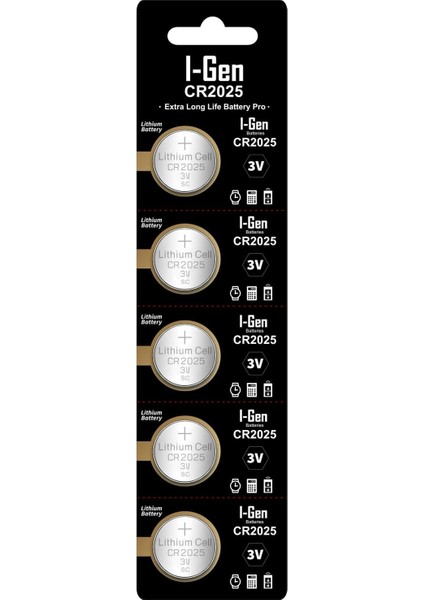 CR2025 Pil 5'li Paket Lityum Düğme Pil 3V 2025