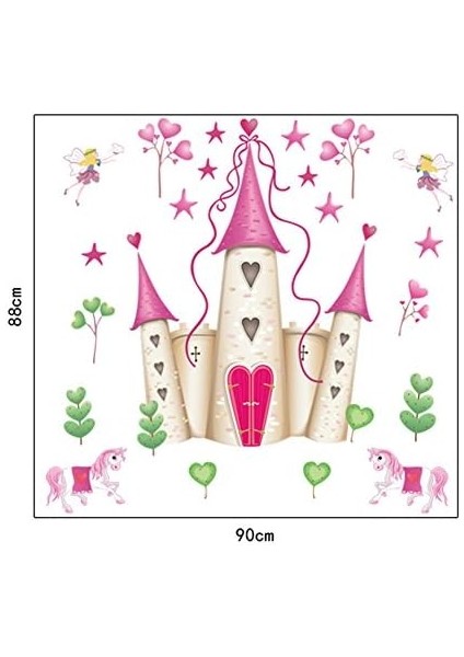Kids Kız Çocuk Odası Dekorasyonu Prenses Şatosu Kendinden Yapışkanlı Pvc Duvar Sticker