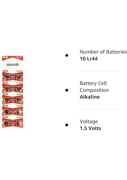 Alkaline LR44 Düğme Pil (10'lu Paket)
