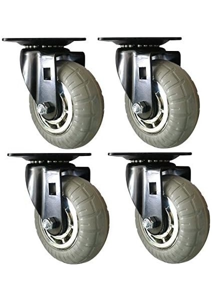 Donanım 8270E Tasarım Rulo 12,7 cm Yumuşak Kauçuk Krom & Siyah Designer Caster, 4 Adet