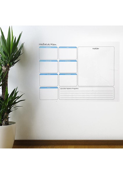 Haftalık Planlayıcı Manyetik Duvar Stickerı Takvim 70 cm x 56 cm