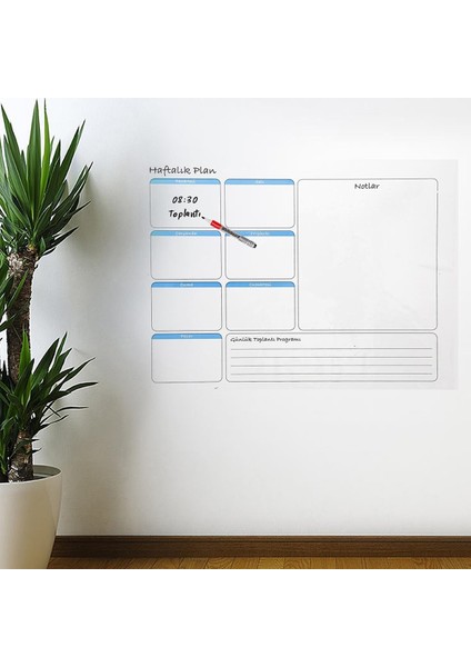 Haftalık Planlayıcı Manyetik Duvar Stickerı Takvim 70 cm x 56 cm