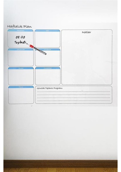 Haftalık Planlayıcı Manyetik Duvar Stickerı Takvim 70 cm x 56 cm