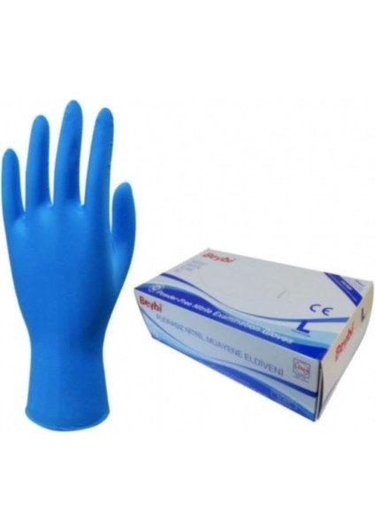 Mavi Nitril Eldiven Pudrasız 100'LÜ Paket L (Large)
