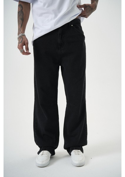 Erkek Washed Baggy Pantolon Siyah