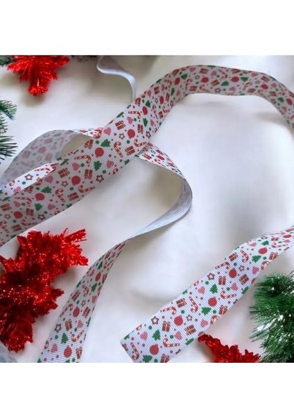 Kurdelesi Yılbaşı Hediye Paketleme Kurdelesi Yılbaşı Suslerı 2 Metre (Renkli Hediye Paketleri)