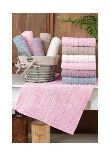 Tekstil Path | 12'li 30X50 cm El ve Yüz Havlu Seti | Mutfak Havlusu Pembe