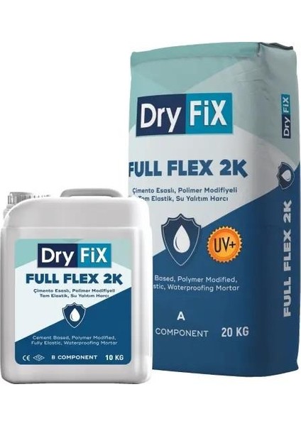 Full Flex 2k Uv Çimento Esaslı Uv Dirençli Tam Elastik Su Yalıtımı 30 kg Set