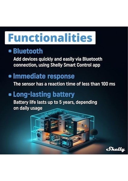 Blu Motion | Bluetooth Hareket ve Lüks Sensörü | Ev Otomasyonu | Alexa ve Google ile Uyumlu | Ios Android Uygulaması | 9 Metreye Kadar Menzil