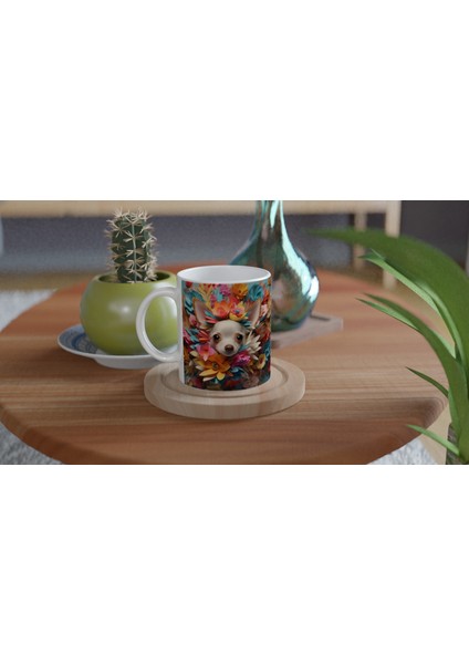 Çiçek Taçlı Chihuahua Temalı Baskılı Kupa Bardak fırsatları