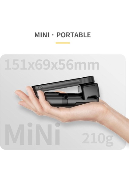 Akıllı Telefonlar İçin Gimbal Stabilizator Kendinden Işıklı Ultra Hafif 360 Derece Dönebilen Başlık Android ve iPhone ile Uyumlu Katlanabilir Video Kaydı için Sabitleyici L09