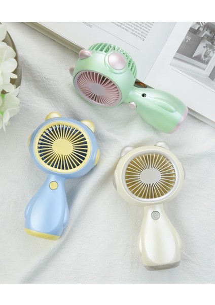 Mini USB Fan El Tipi ve Masaüstü Kullanım Tek Kademeli Kedi Tasarımı Şarj Edilebilir Mini Vantilatör Soğutucu 14CM Mini Fan YM88192 - Yeşil (YM88192 - Yeşil)