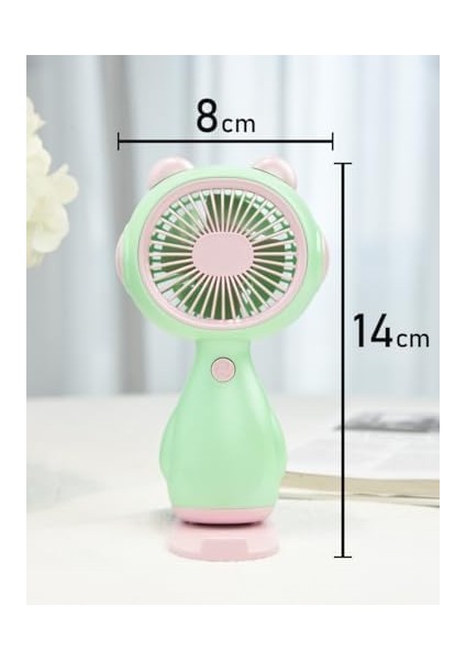 Mini USB Fan El Tipi ve Masaüstü Kullanım Tek Kademeli Kedi Tasarımı Şarj Edilebilir Mini Vantilatör Soğutucu 14CM Mini Fan YM88192 - Yeşil (YM88192 - Yeşil)