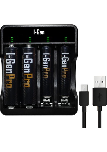 G421 4'lü Pil Şarj Aleti + 2 Adet Aa Pro 2950 Mah + 2 Adet Aaa Pro 1100 Mah Şarjlı Kalem Pilli Set 1.2V Ni-Mh
