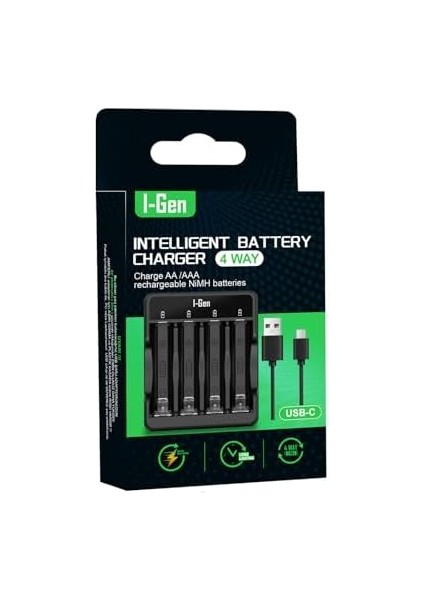 G421 4'lü Pil Şarj Aleti + 2 Adet Aa Pro 2950 Mah + 2 Adet Aaa Pro 1100 Mah Şarjlı Kalem Pilli Set 1.2V Ni-Mh