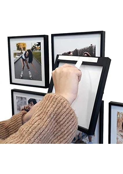 Kesesi Yapışan Sök Tak Kare Çerçeve - Siyah 3'lü Paket Siyah