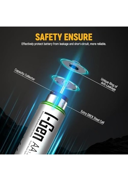 B154 2 Adet Aa 1100 Mah Şarjlı Kalem Pil 1.2V Ni-Mh Solar Aydınlatma Uyumlu