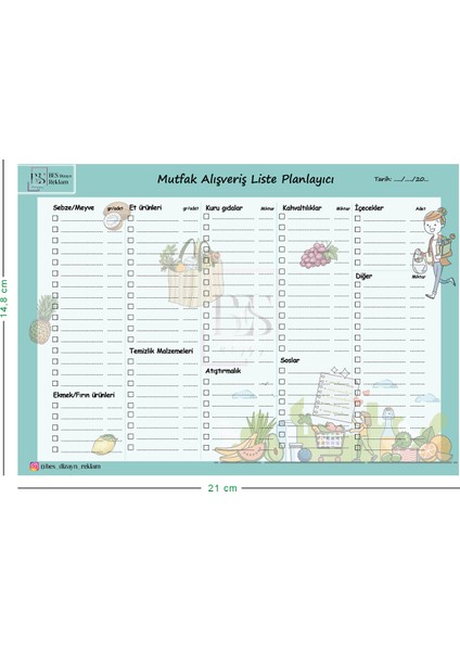 Mıknatıslı - Alışveriş Planlayıcı- A5 Boyut, 20 Yaprak, Planner