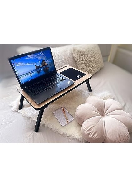 Foldaway Telefon ve Tablet Bölmeli Katlanır Ayaklı Laptop Sehpası Notebook Bilgisayar Çalışma Masası