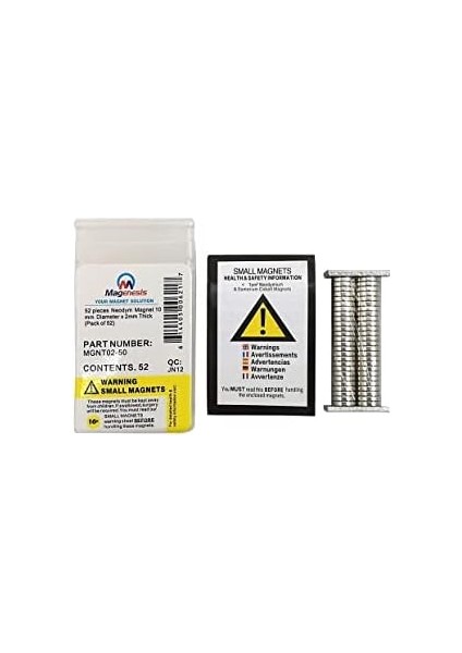 Neodimyum Mıknatıs DISK10X2 mm 52 Adet Mini Mıknatıs Son Derece Güçlü, Yaklaşık 2 kg Yapışma Gücü